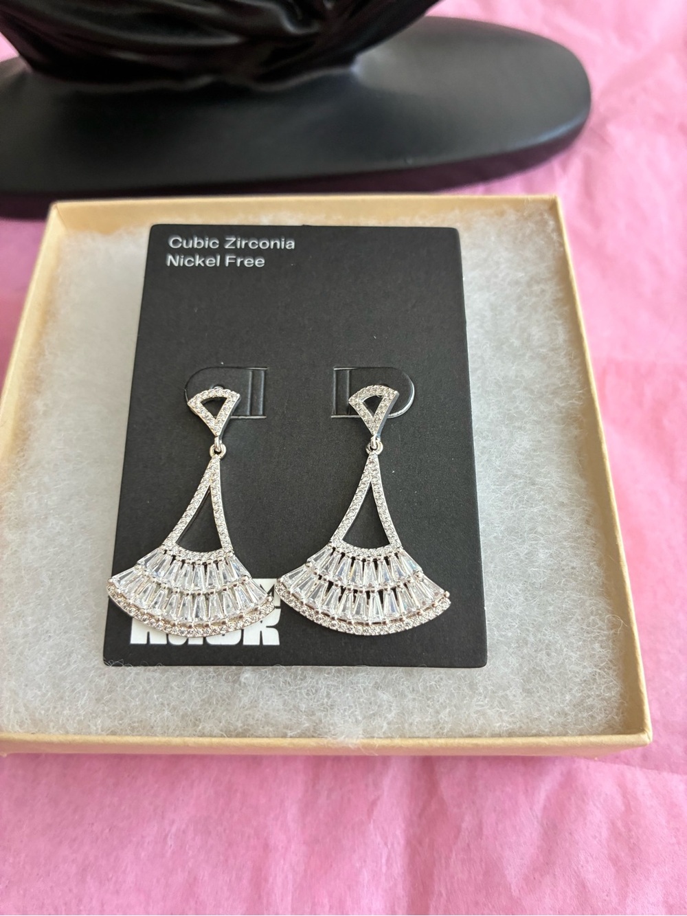 Nordstrom Silver-Tone Cubic Zirconia Fan Drop Earrings